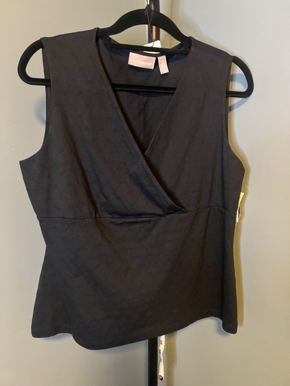 croft & barrow Black Faux-Wrap Sleeveless Tank